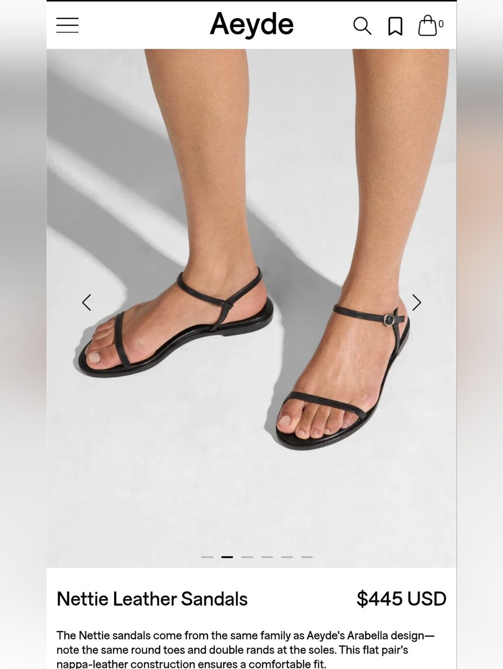 Aeyde Nettie Leather Minimalist Strappy Sandals 38.5 (US 8)